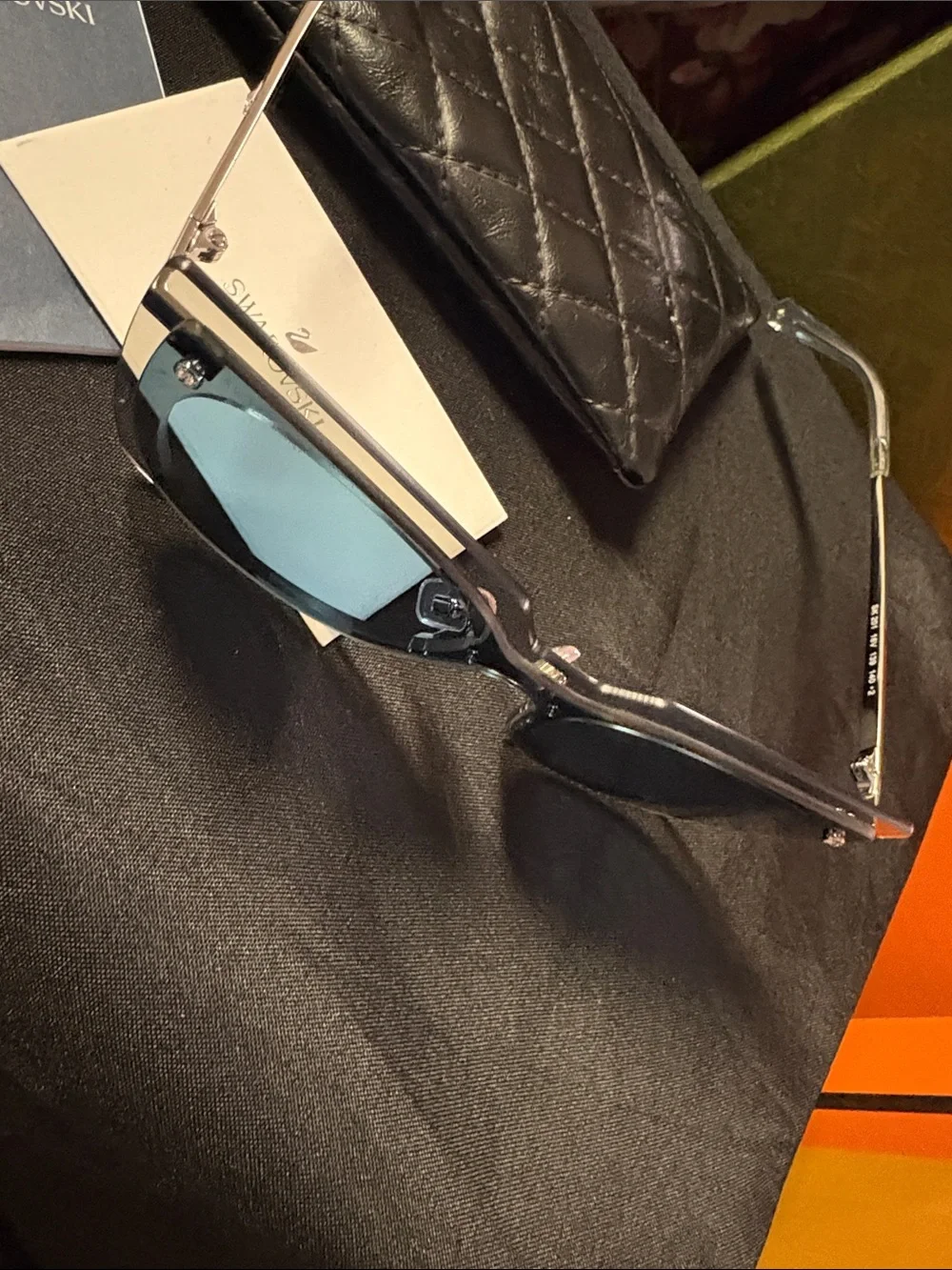NWOB Swarovski Cat Eye Sunglasses SK201 - Silver Blue